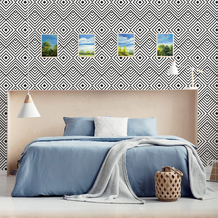 Oliver Black/White Geometric Pattern Self Adhesive Wallpaper For Home Decoration Old